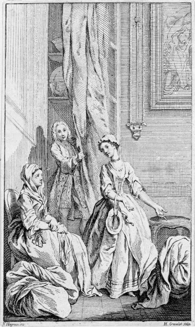 「パメラ」のイラスト、サミュエルリチャードソン作、1742年 作： Hubert Francois Gravelot
